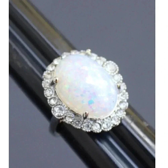 Vintage Art Nouveau Gaudy Victorian Cocktail Sparkle Gemstone Ring Sz 8 - Picture 1 of 3